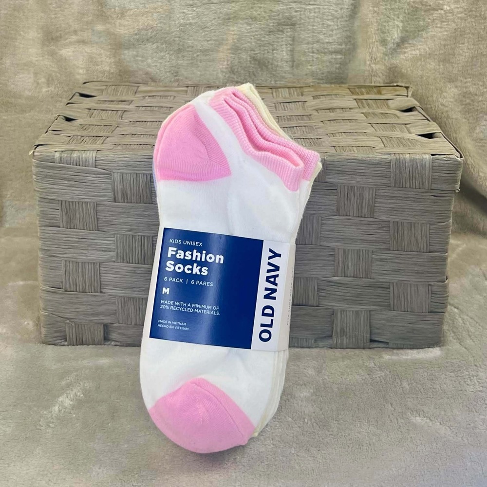 Old Navy Kids Unisex Fashion Socks 6 Pack Pastel Multi Color Size M 13-3Y NEW
